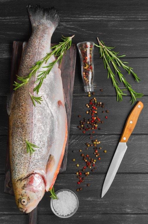 Varavīksnes forele, saldēta, 250-300g, IQF, 10% glazūra, 5kg