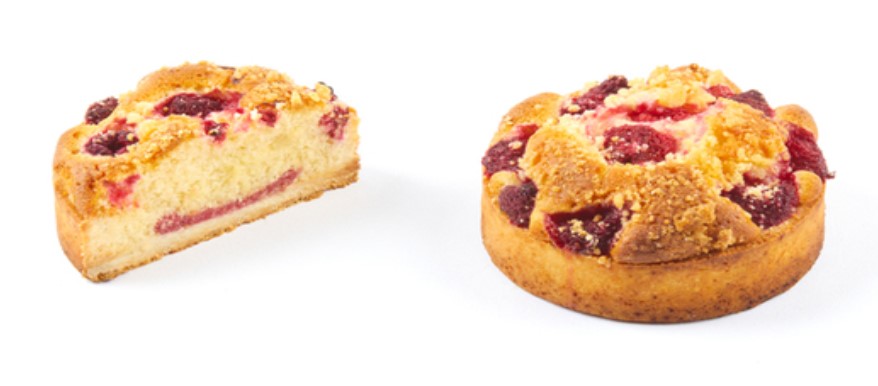 Saldēta aveņu tarte LA LORRAIN, ar drumstalām, 105g x 28gab