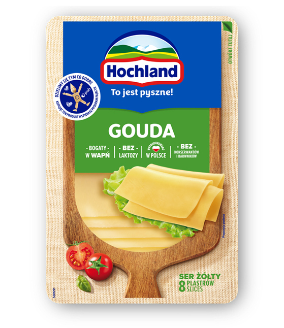 Siers HOCHLAND Gouda, šķēles, 135 g