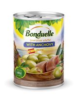 Zaļās olīvas pildītas ar anšoviem BONDUELLE 345g/300g