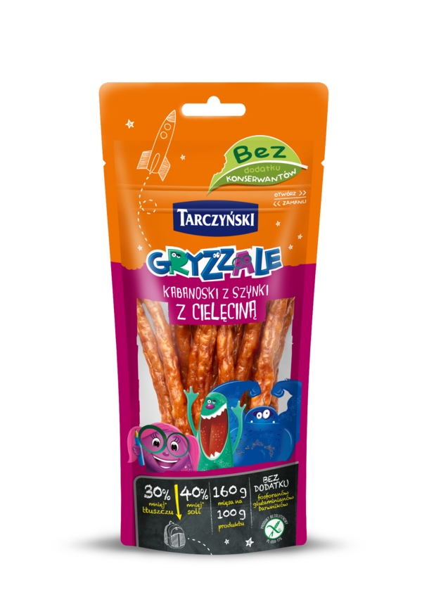 Cūkgaļas šķiņķa un teļa gaļas Kabanos  desiņas ''GRYZZALE'' 90 g