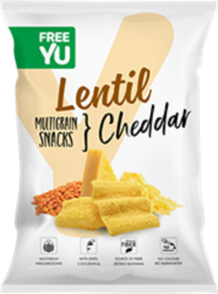 Lēcu čipsi FREE YU, ar čedara siera garšu, 70g