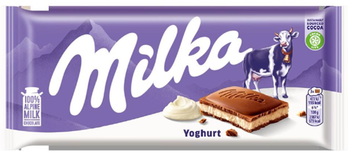 Piena šokolāde MILKA ar jogurta pildījumu, 100g