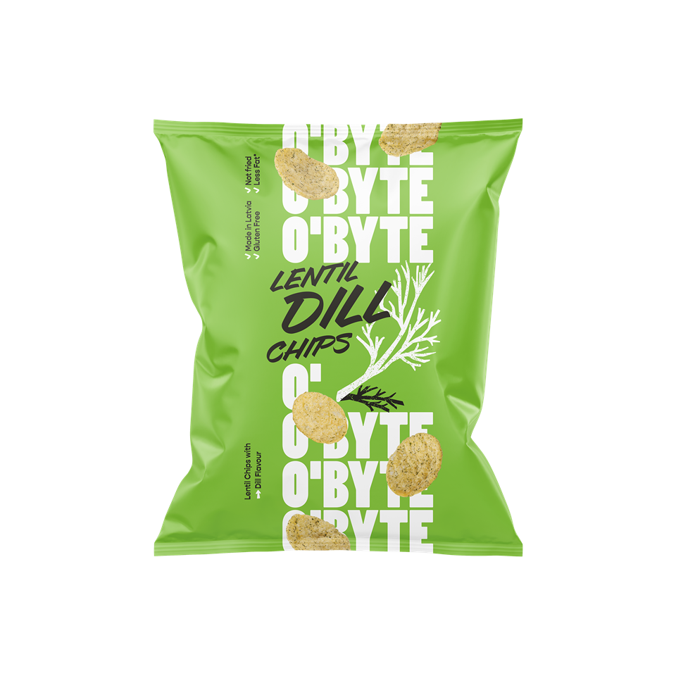 O'BYTE Lēcu čipsi ar diļļu garšu, 70g