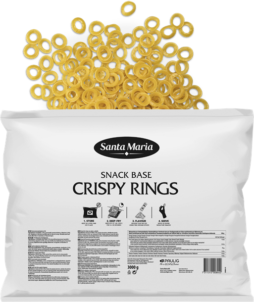 Kraukšķīgie gredzeni, uzkodu sagataves 3kg, Santa Maria