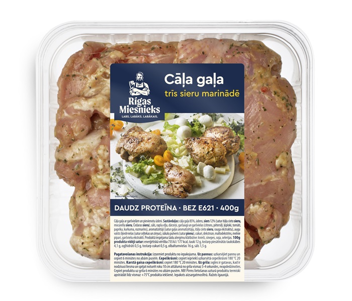 Cāļu gaļa RĪGAS MIESNIEKS, trīs sieru marinādē, 400g