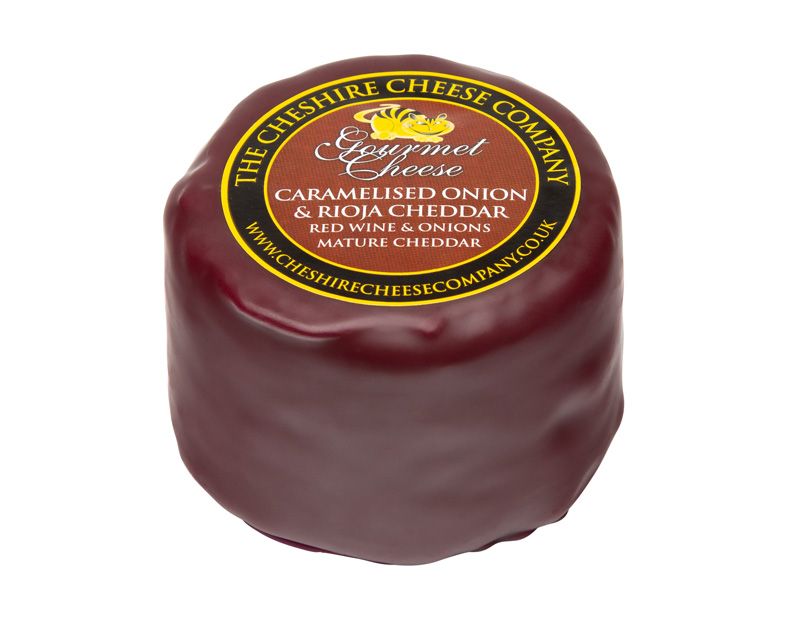 Siers THE CHESHIRE CHEESE COMPANY Cheddar, ar karamelizētiem sīpoliem un sarkanvīnu, 200g