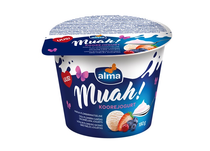 Saldkrējuma jogurts ALMA Muah!, ar Ogu - plombīra garšu, 180g