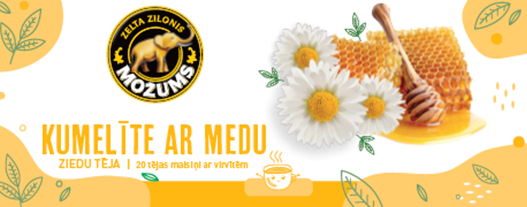 Zāļu tēja MOŽUMS Kumelītes ar medu, ar virvīti maisiņos, 20*1g