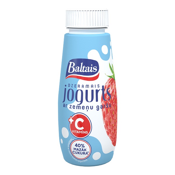 Jogurta dzēriens BALTAIS ar C vitamīnu un zemeņu garšu, 250g