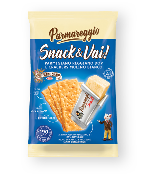 Puscietā siera uzkoda PARMIGIANO REGGIANO Snack and go, ar krekeriem, 45g