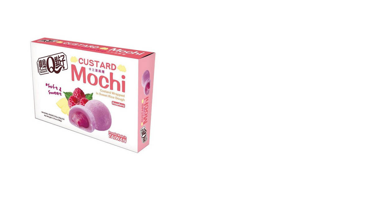 Japāņu rīsu kūka Custard Mochi NATURE'S BEST HARVEST, aveņu garša, 168g