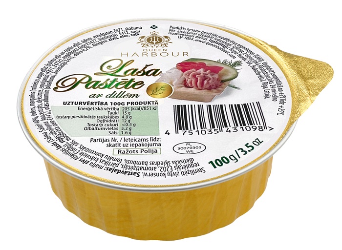 Laša pastēte QUEEN HARBOUR, ar dillēm, 100g